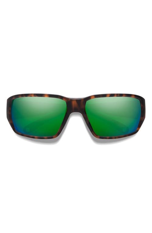 Smith Hookset 62mm Chromapop™ Polarized Oversize Wraparound Sunglasses In Tortoise/glass Green