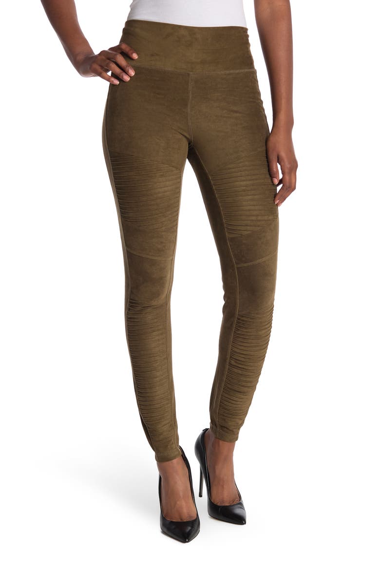 Faux Suede High Waist Moto Leggings, Main, color, OLIVE