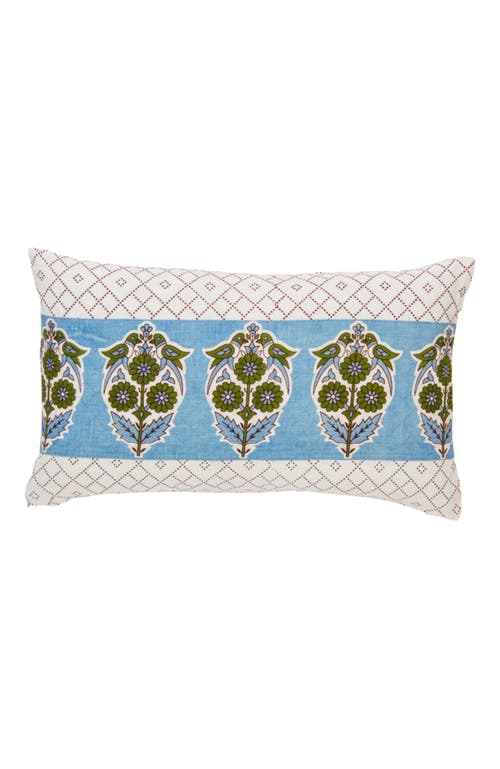 Alamwar Parakeets Blue/Green Pillow Cover in Cornflower Blue/moss Green 