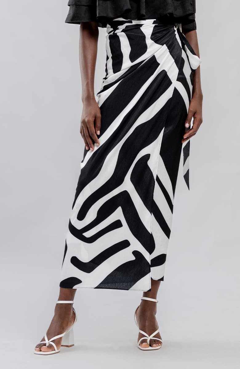 DIARRABLU Seur Abstract Print Wrap Skirt, Main, color, 