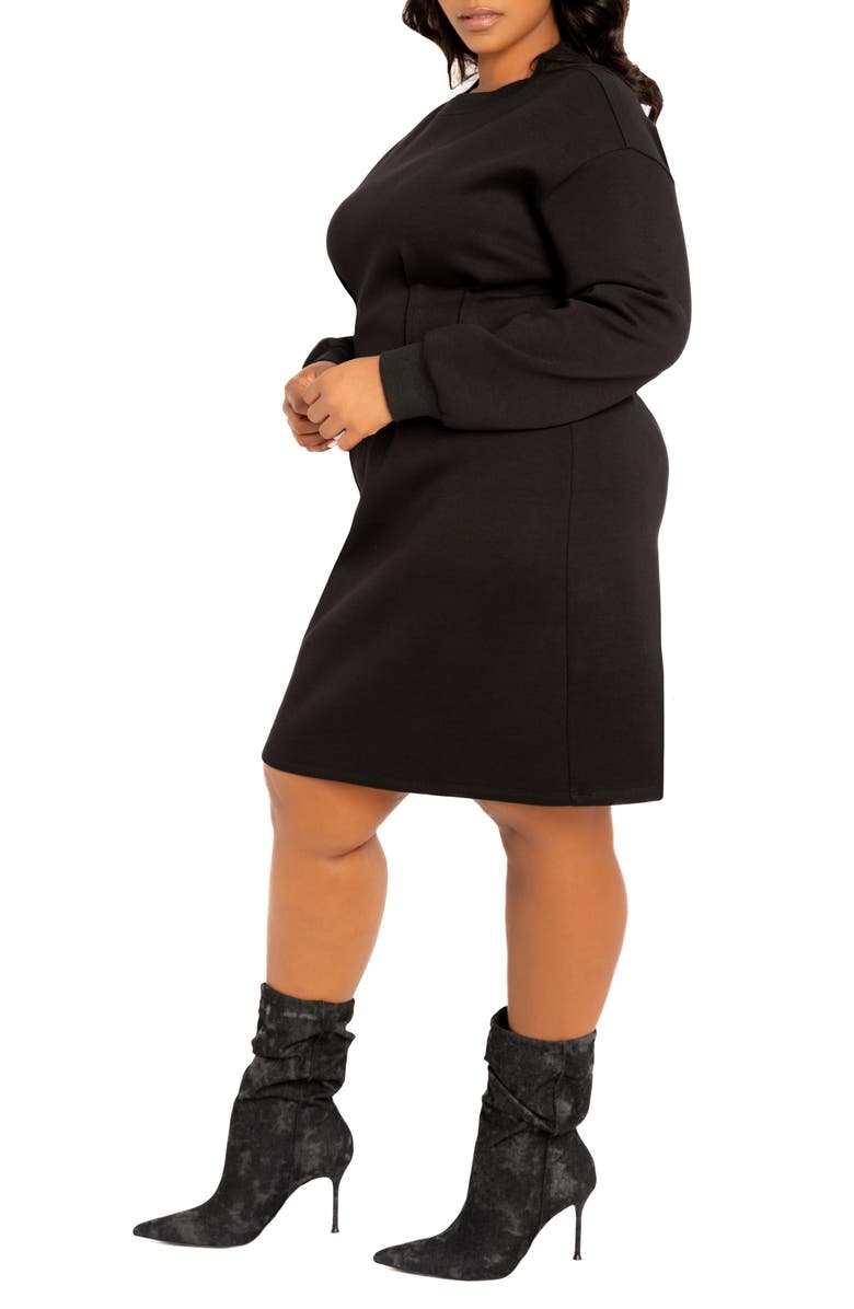 BUXOM COUTURE Long Sleeve Jersey Sweatshirt Dress, Alternate, color, Black