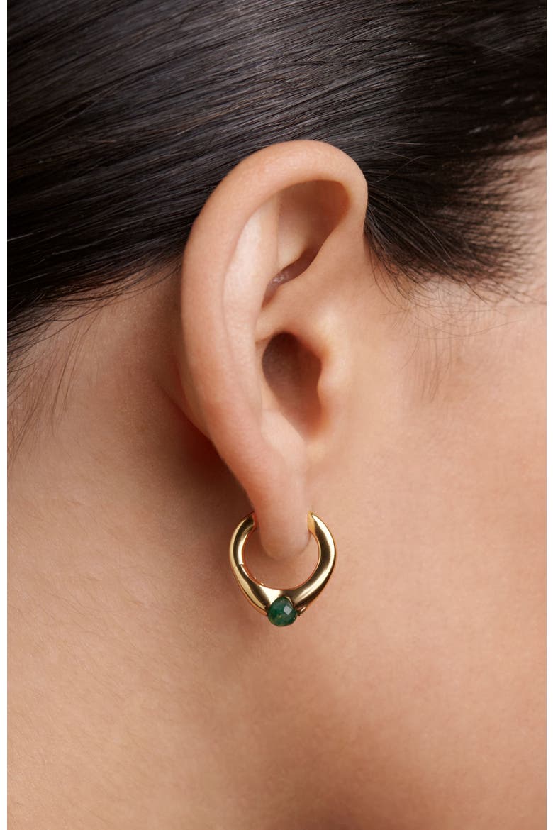 Oasis Single Hoop, Alternate, color, Green Aventurine
