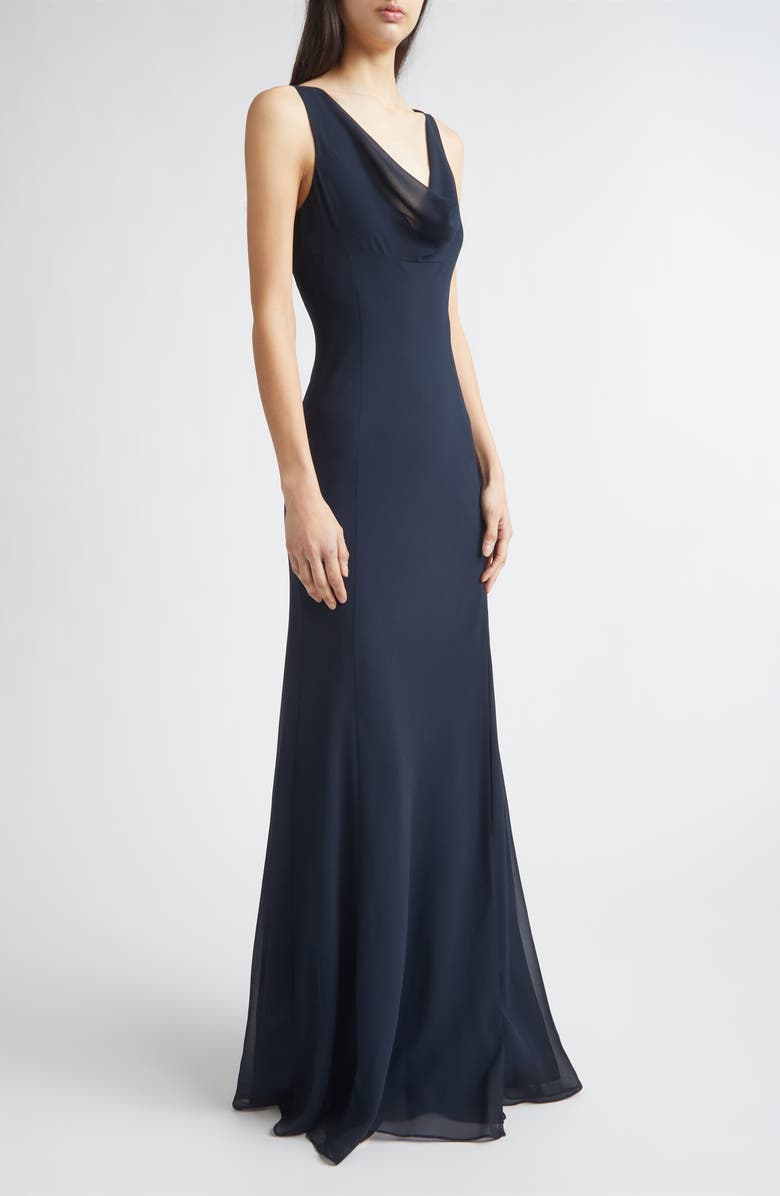 Jason Wu Collection Plunging Cowl Georgette Gown, Alternate, color, Ultra Navy