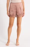 Renee C Lace Trim Satin Shorts