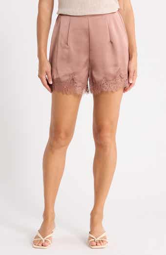 Lace Trim Satin Shorts