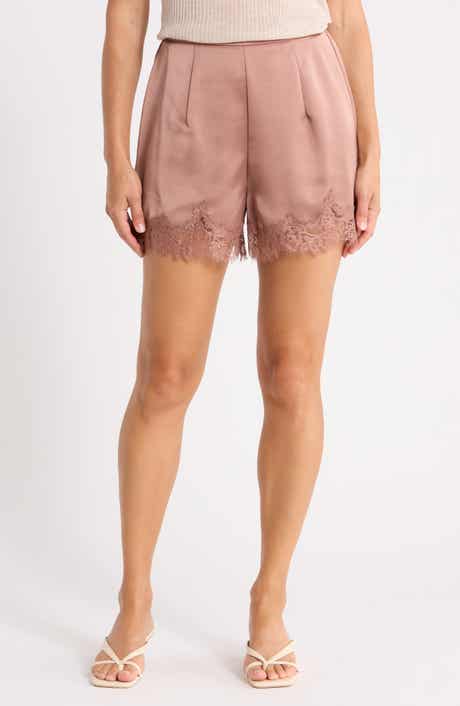 Lace Trim Satin Shorts