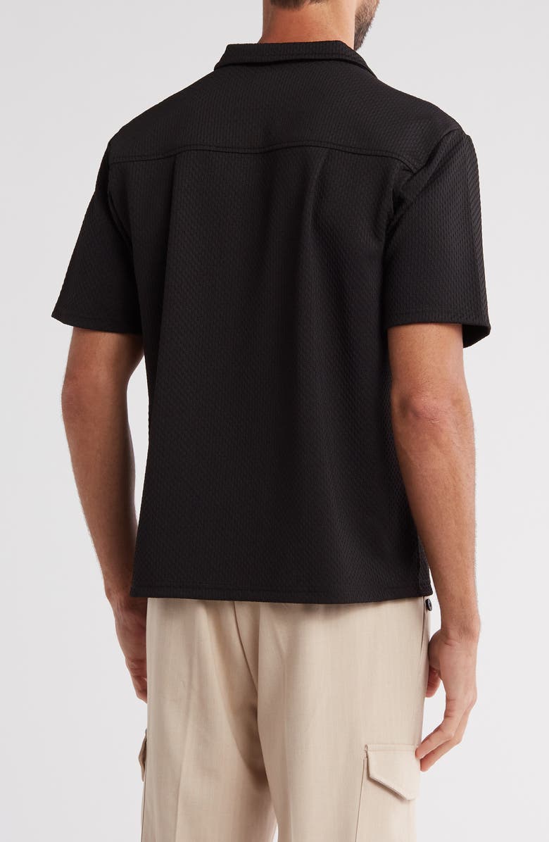 FLEECE FACTORY Checkbox Short Sleeve Stretch Button-Up Shirt, Alternate, color,