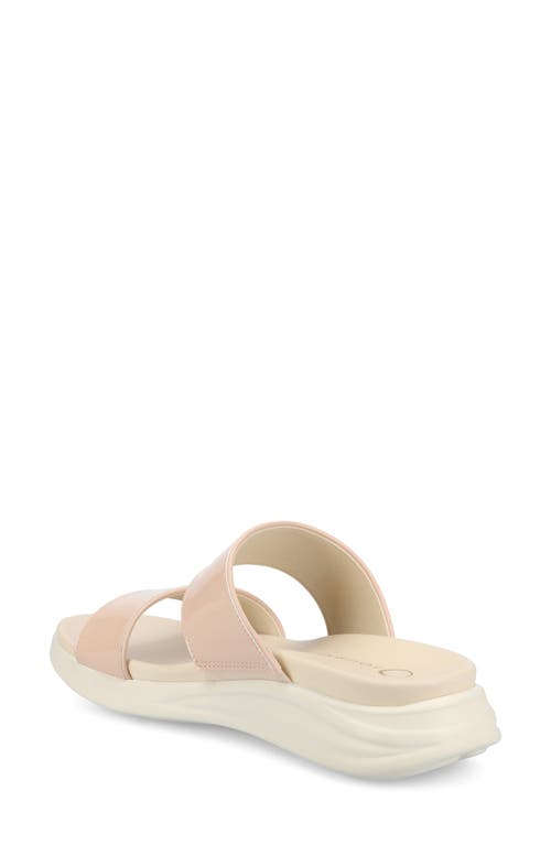 Journee Collection Women's Janis Double Band Comfort Wedge Sandals In Patent/nude