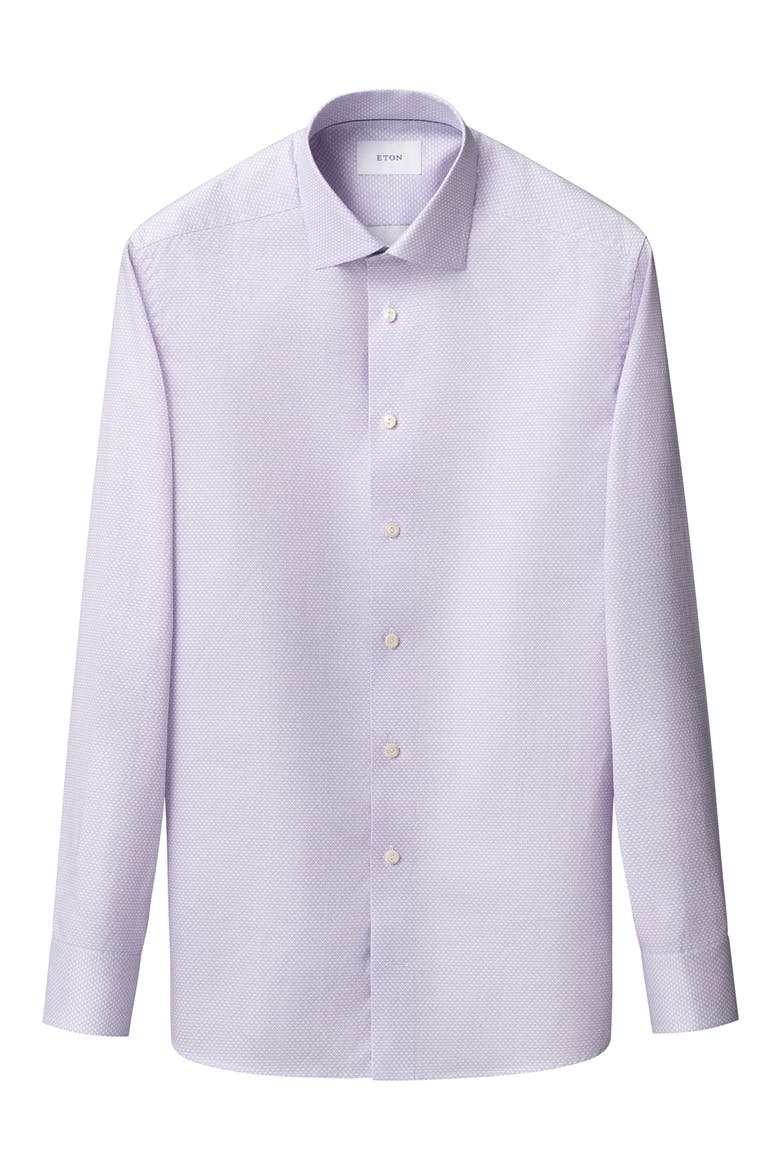 Slim Fit Geometric Pattern Cotton Dress Shirt, Alternate, color, LIGHT PURPLE