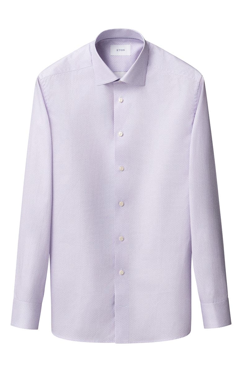 Eton Slim Fit Geometric Pattern Cotton Dress Shirt, Alternate, color, Light Purple