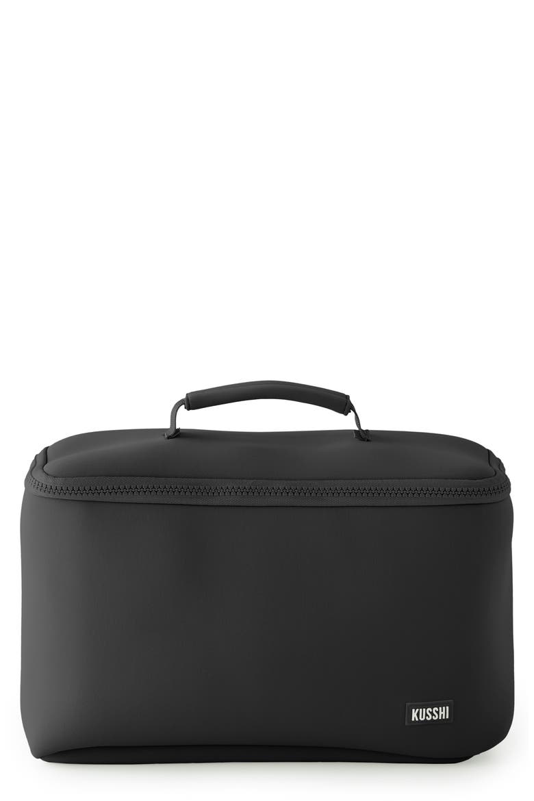 Large Neoprene Train Case, Main, color, BLACK/ PINK