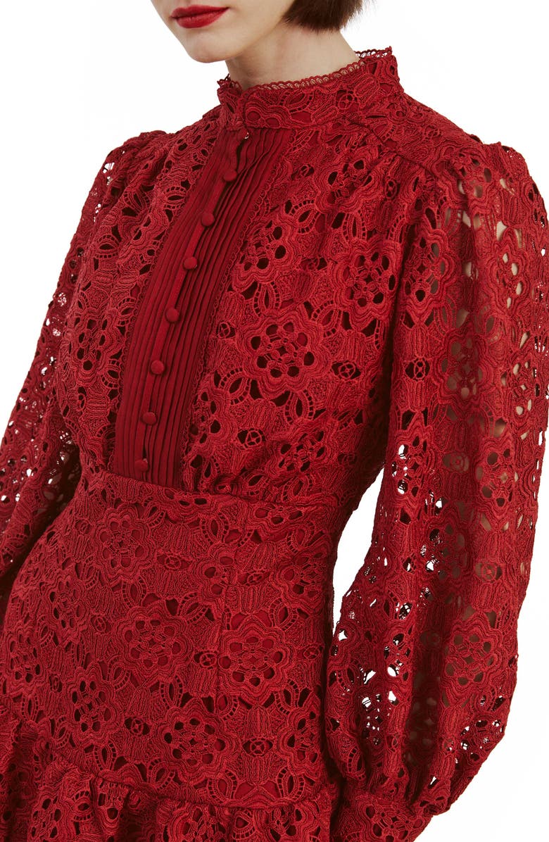 Bardot Remy Long Sleeve Floral Lace Minidress, Alternate, color, 