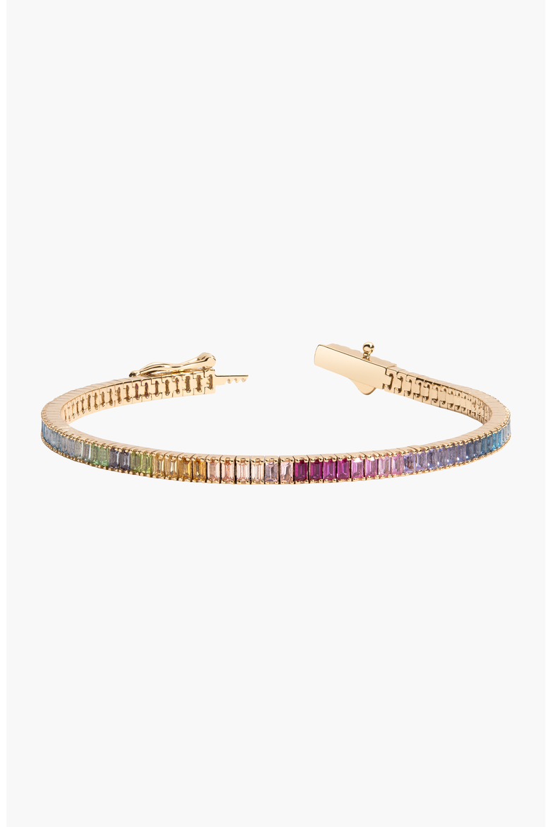 Ombré Rainbow Baguette Tennis Bracelet, Main, color, Yellow Gold Vermeil