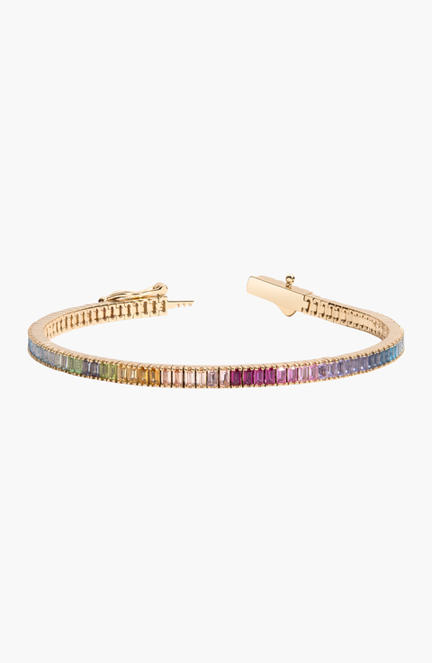 Ombré Rainbow Baguette Tennis Bracelet