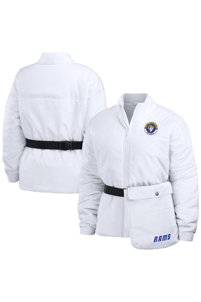 Women's WEAR by Erin Andrews  White Los Angeles Rams Packaway Full-Zip Puffer Jacket, Main, color, White