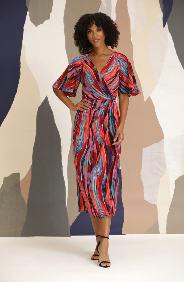 Maggy London Short Sleeve Faux Wrap Midi Dress, Alternate, color, 