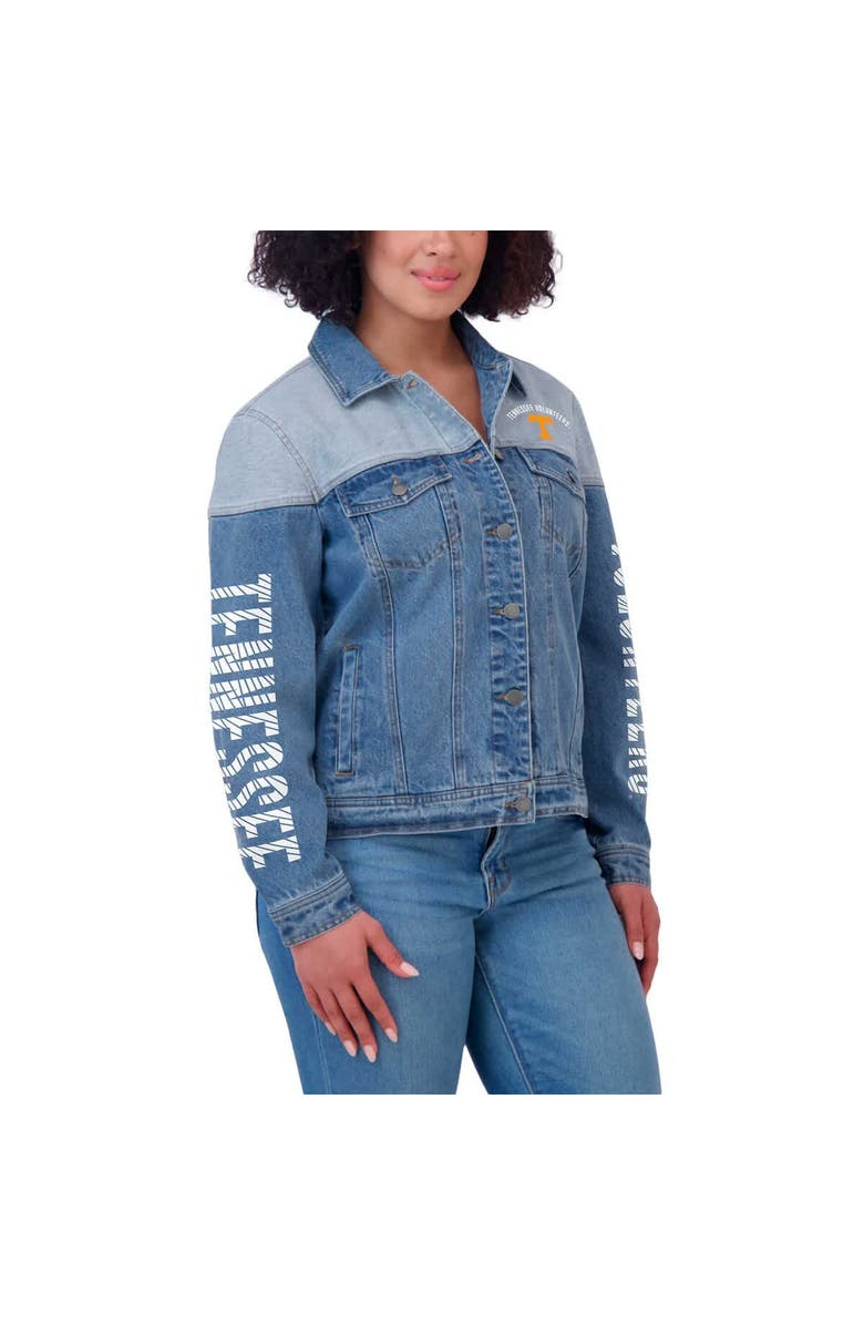 WEAR by Erin Andrews Women's WEAR by Erin Andrews Denim Tennessee Volunteers Sleeve Hit Colorblock Button-Down Denim Jacket, Alternate, color, Denim