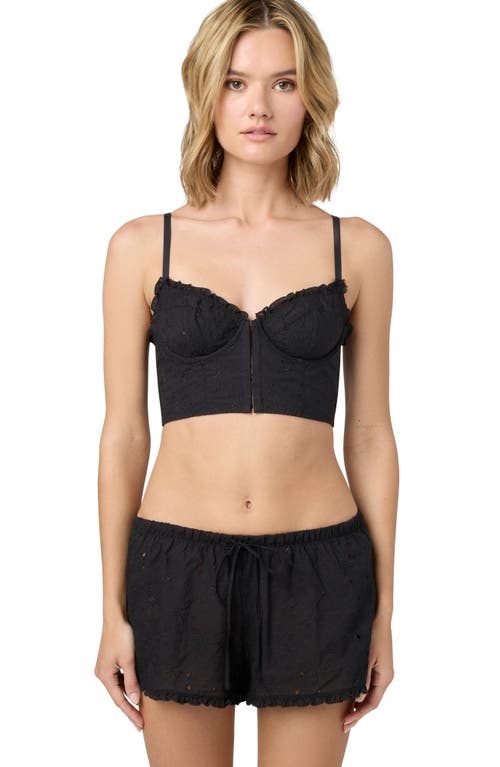 Florence By Mills Embroidered Crop Cotton Top In Black
