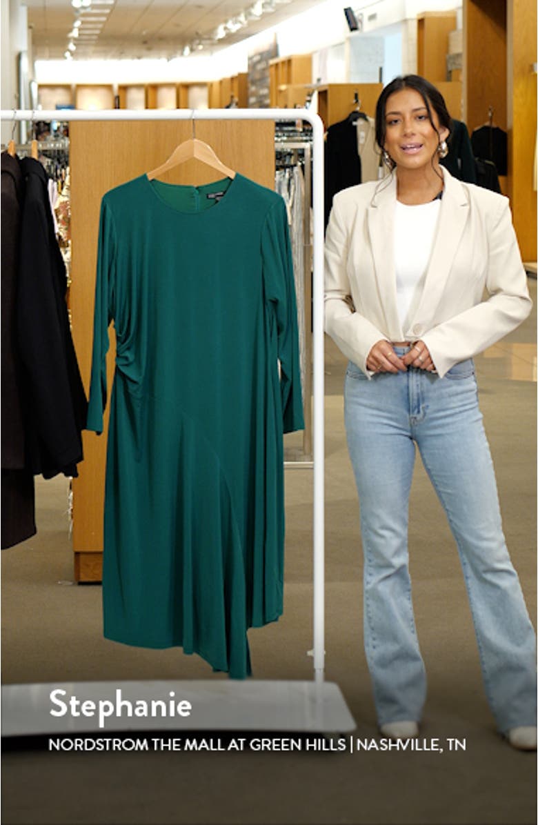Long Sleeve Asymmetric Hem Jersey Dress, sales video thumbnail