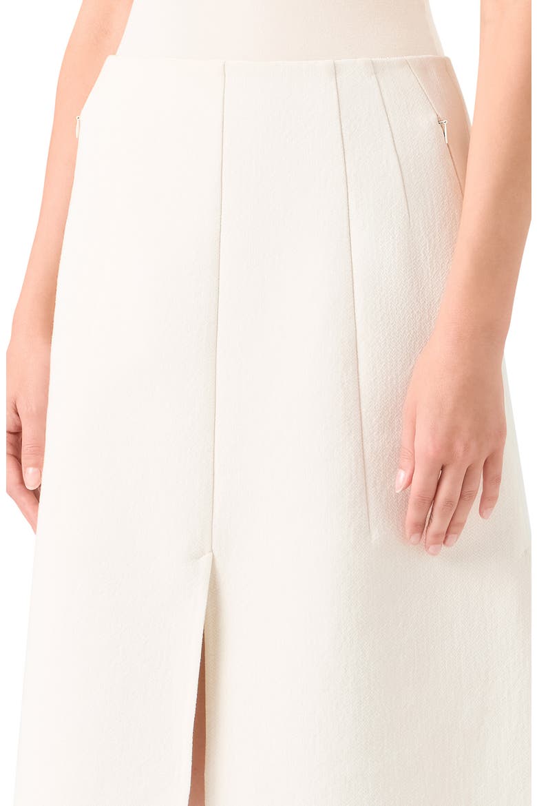 Pleated Cotton & Silk A-Line Skirt, Alternate, color, ECRU