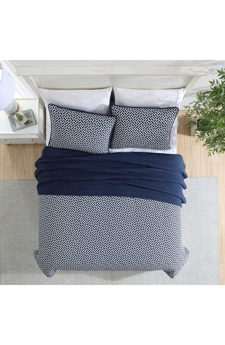 Nautica Lockridge Reversible Cotton Quilt Set, Alternate, color, Navy