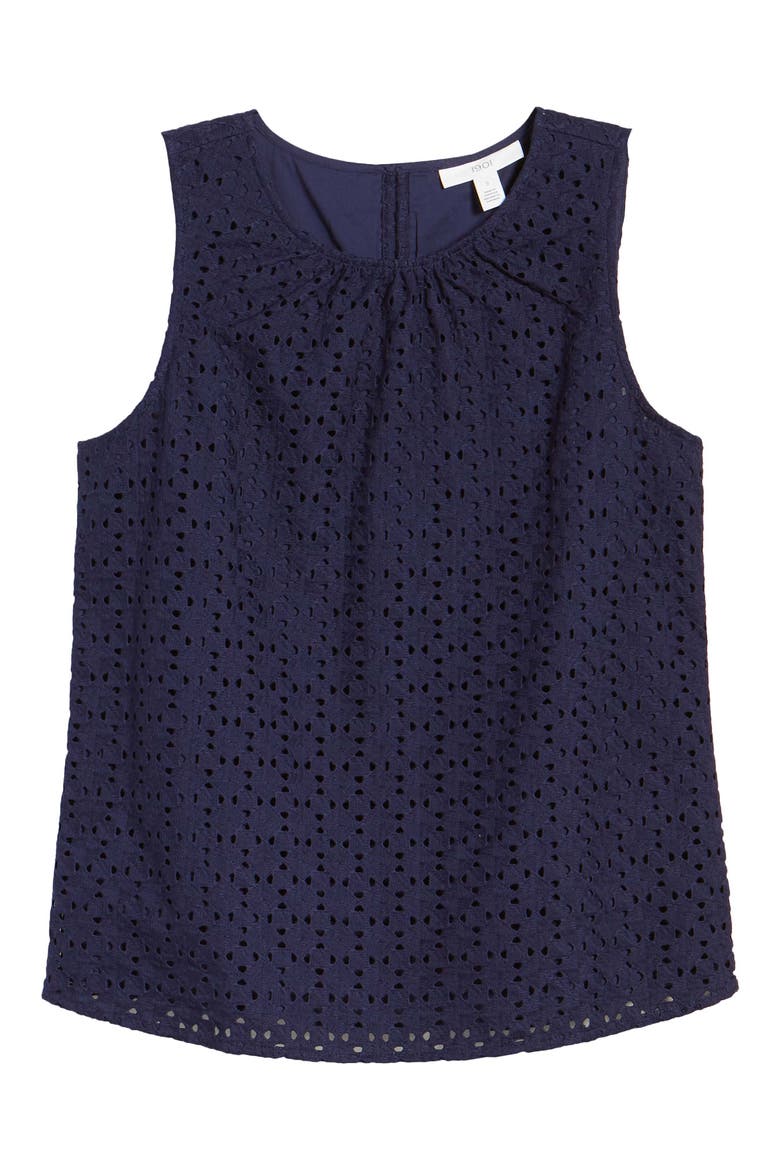 Sleeveless Eyelet Shell, Alternate, color, NAVY PEACOAT