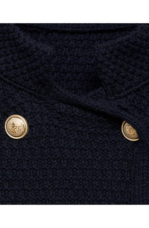 Mango Double Breasted Knit Blazer In Navy