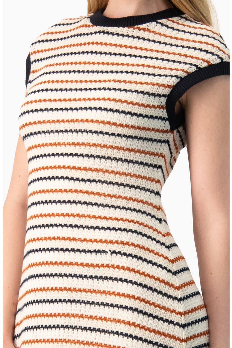 Fit-and-Flare Striped Knit Dress, Alternate, color, Ivory