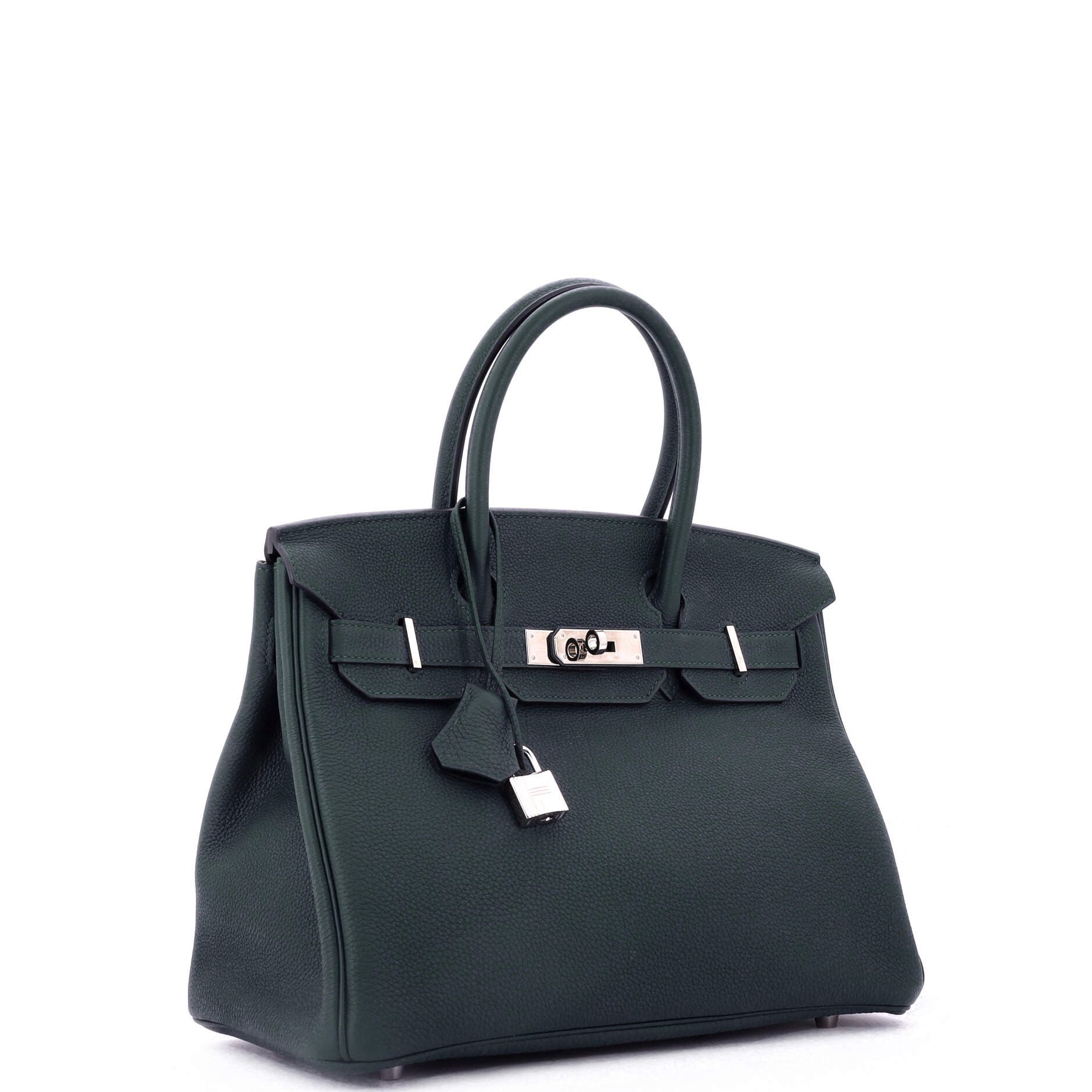 Pre-Owned Hermes Birkin Handbag Green Togo with Palladium Hardware 30, Alternate, color, 