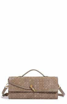 Adornia Woven Faux Leather Baguette Bag