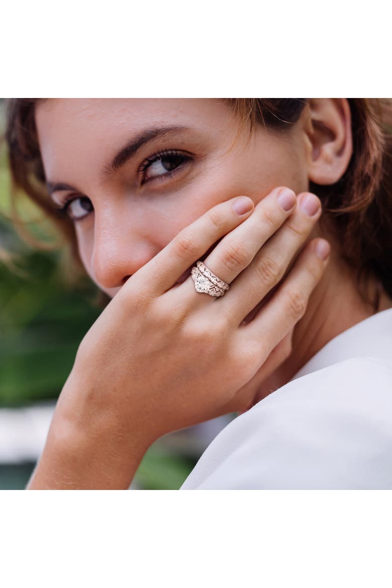 Diamond Vintage Halo Bridal Ring Set, Alternate, color, Sterling Silver