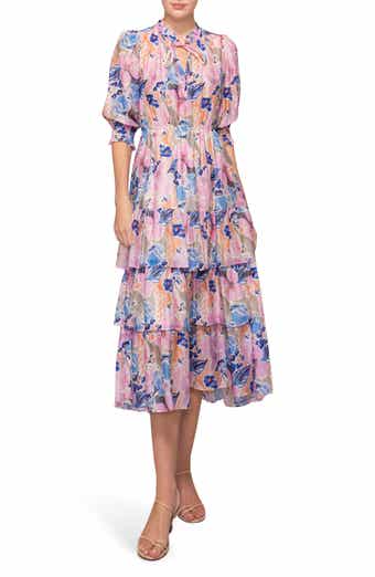 MELLODAY Printed Tiered Midi Dress