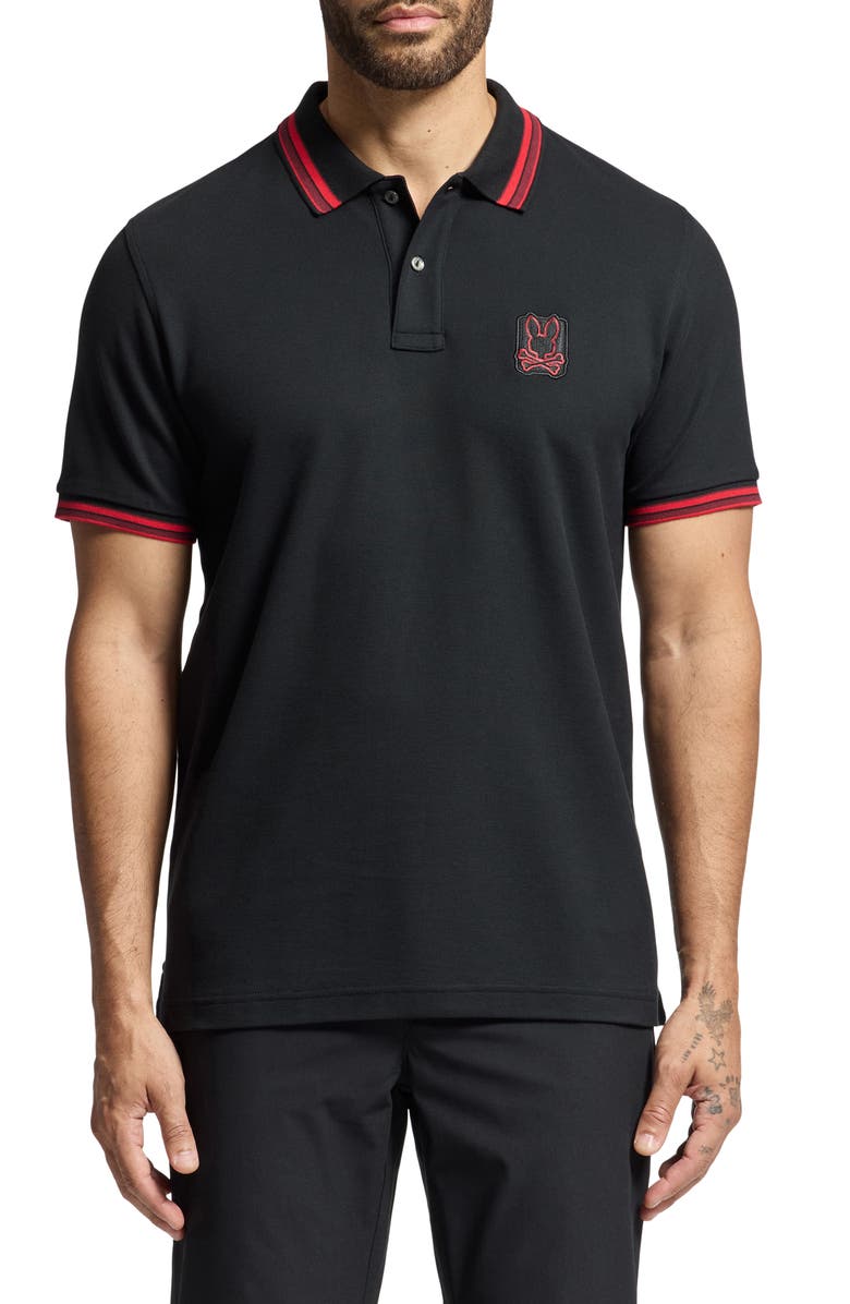 Psycho Bunny Pierce Tipped Piqué Polo, Main, color, 