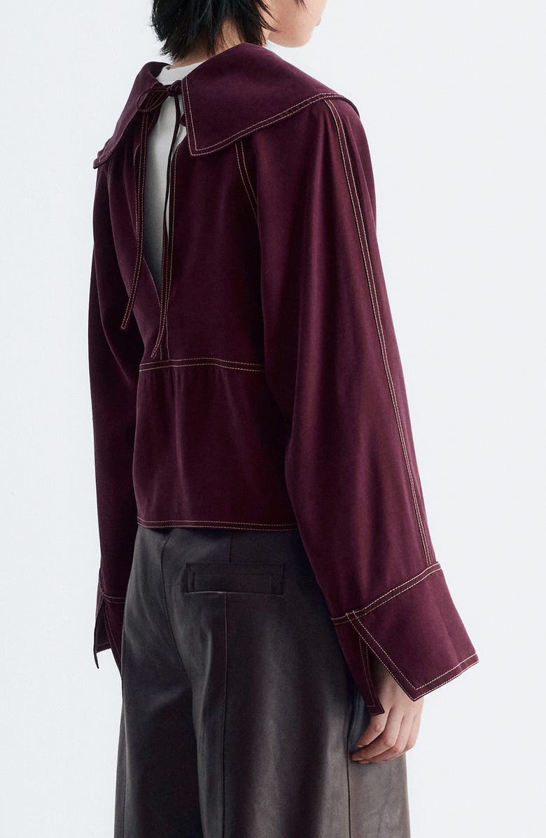 & Other Stories Sailor Collar Crop Top, Alternate, color, Red Dark