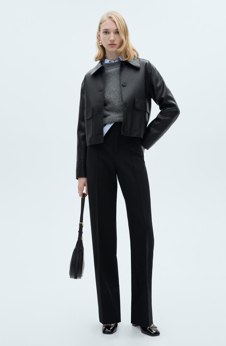 MANGO Pleated Straight Leg Pants, Alternate, color,