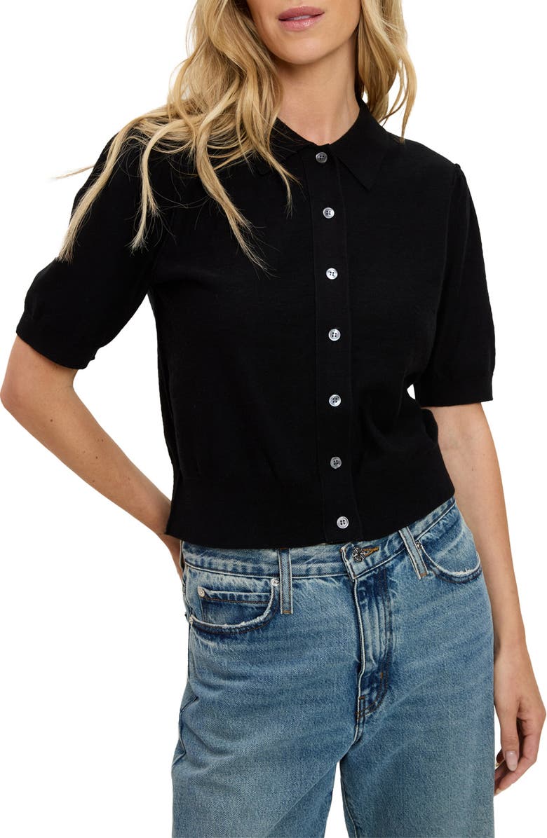 Michael Stars Sparrow Button Front Knit Shirt, Alternate, color, Black