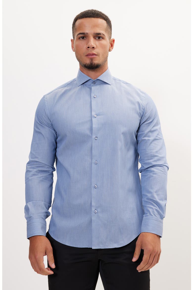 Dot French Placket Dress Shirt, Alternate, color, BLUE WHITE
