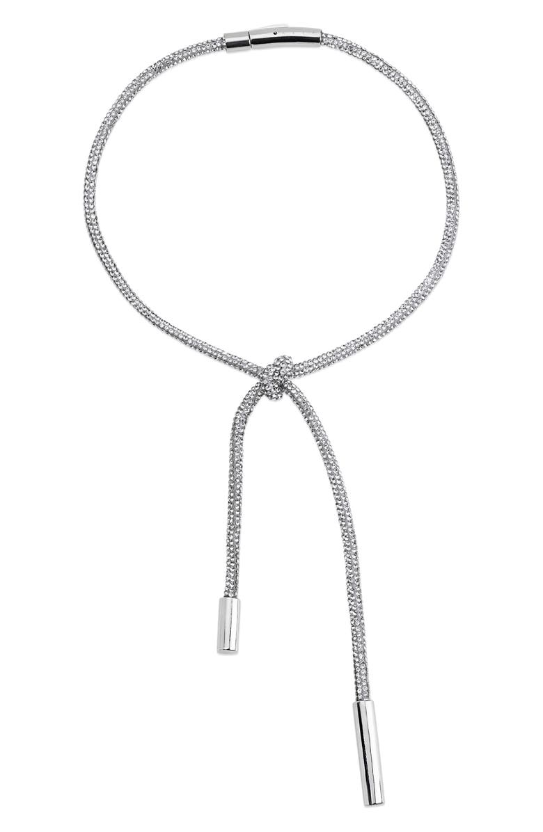 Area Crystal Knot Necklace, Main, color, Clear Crystal/ Silver