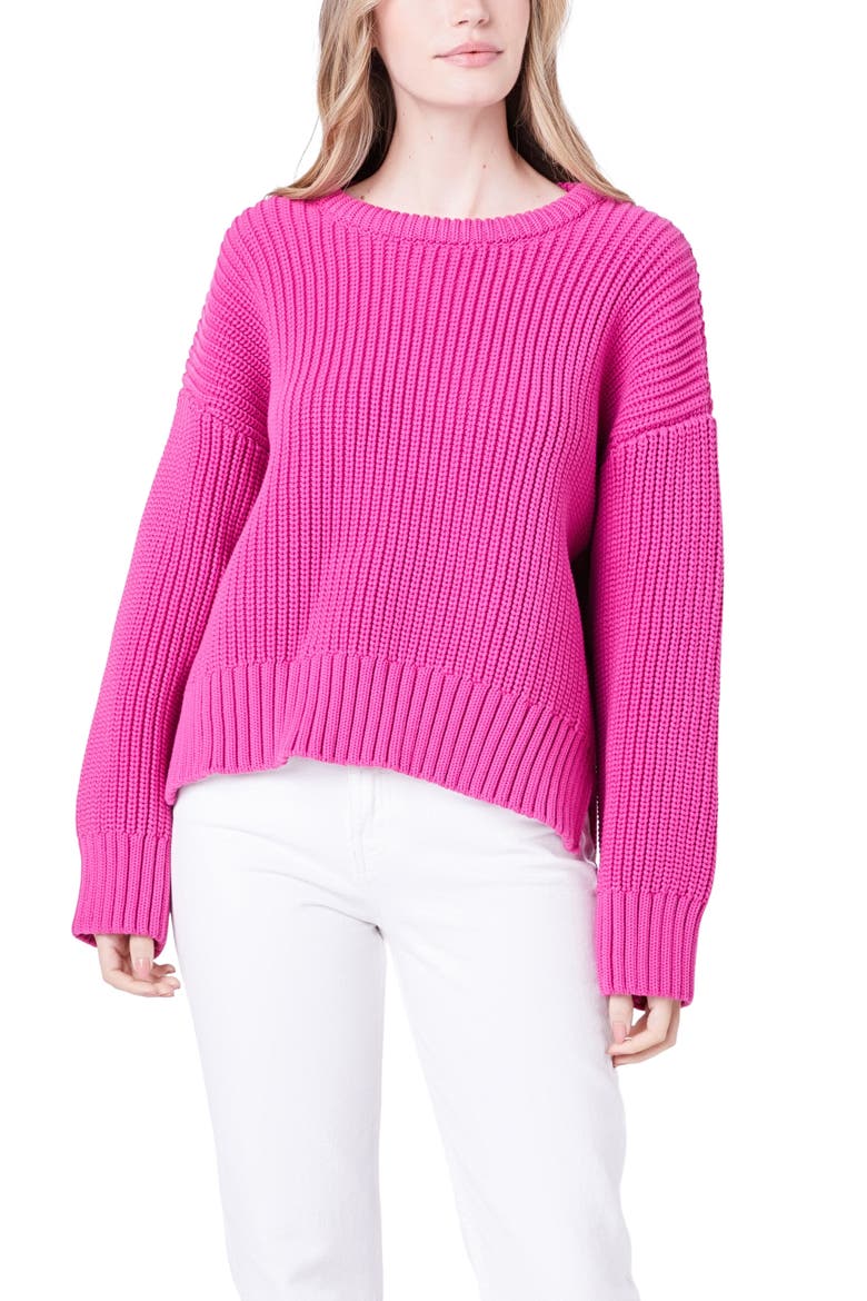 Oversize Rib Sweater, Alternate, color, MAGENTA
