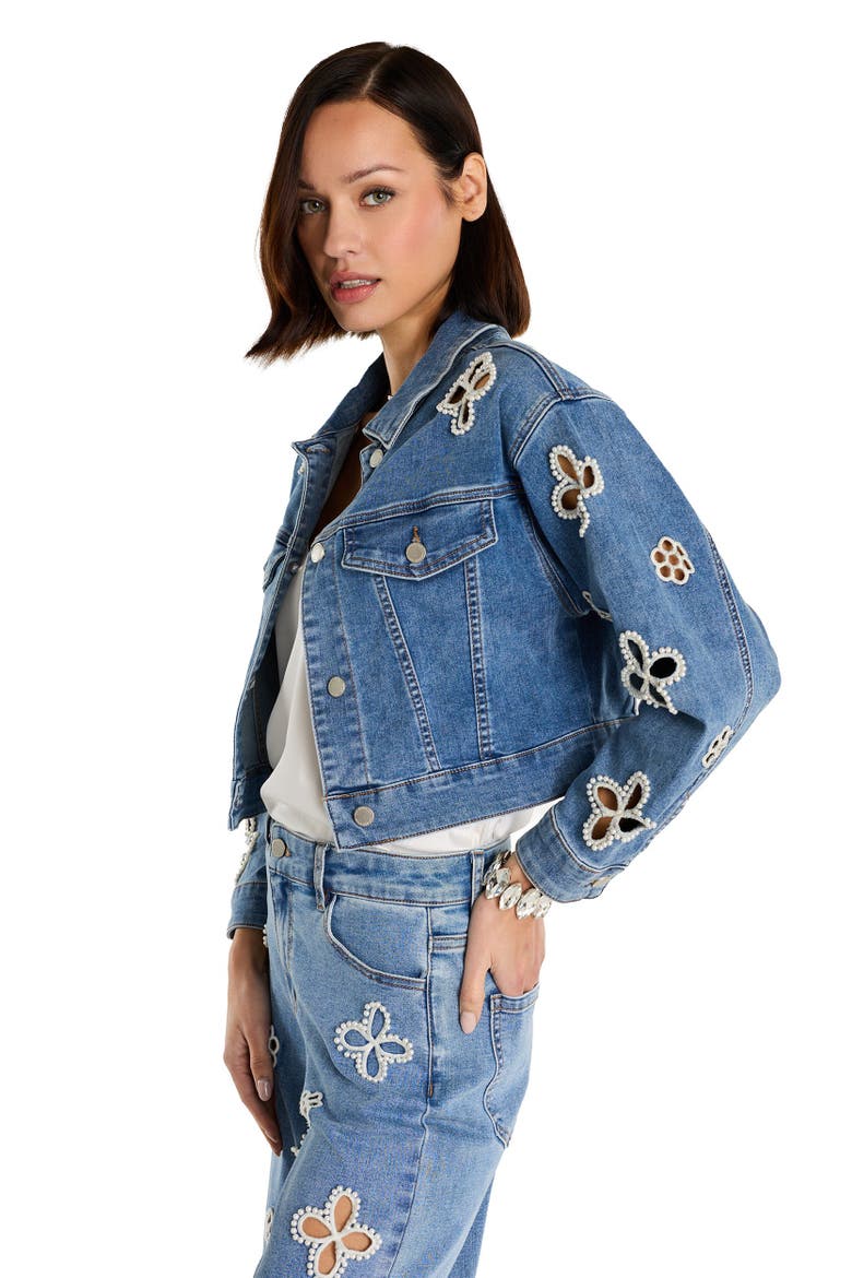 Kaia Pearl Jean Jacket, Alternate, color, MEDIUM BLUE