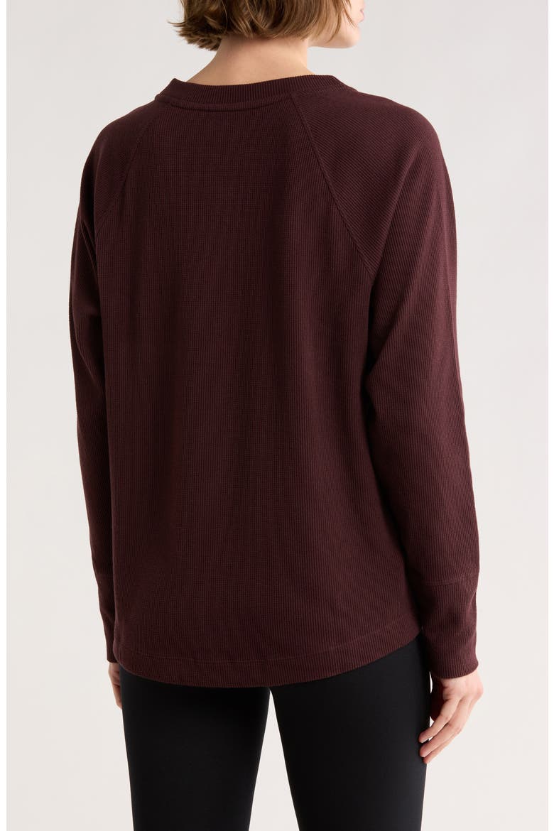 Zen Relaxed Long Sleeve Waffle Knit Henley, Alternate, color, BURGUNDY FUDGE
