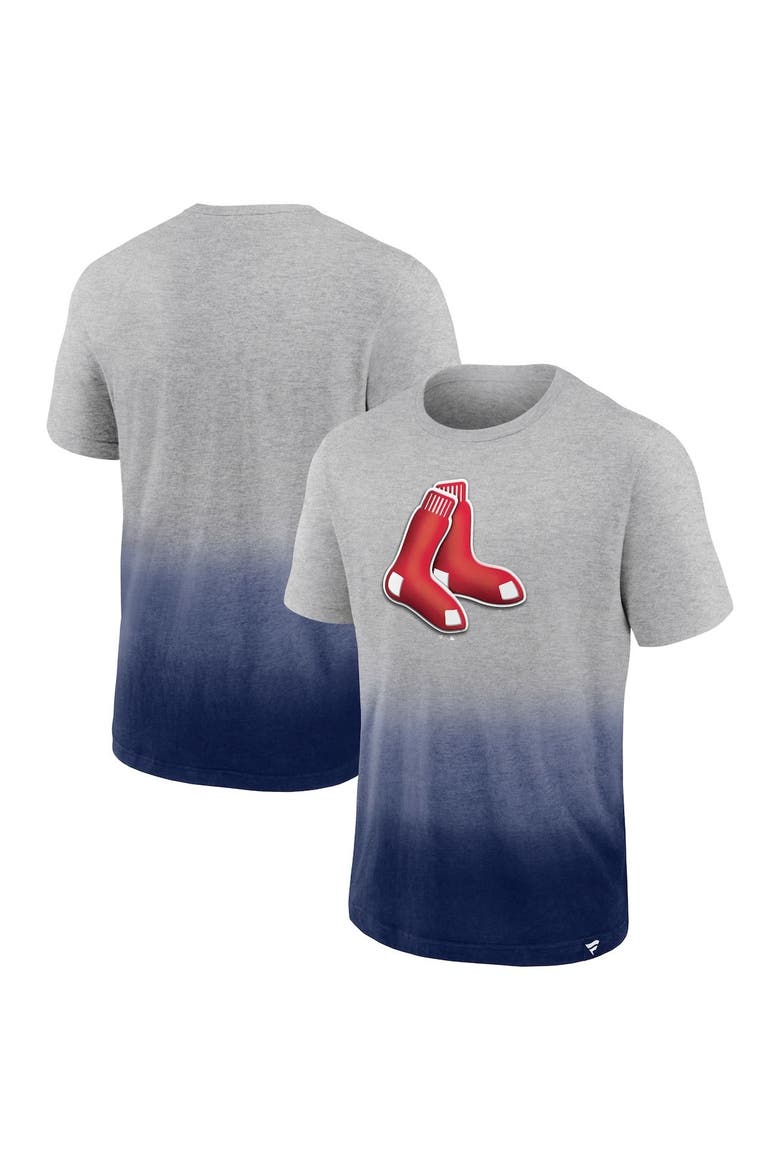Men's Fanatics Branded Heathered Gray/Heathered Navy Boston Red Sox Iconic Team Ombre Dip-Dye T-Shirt, Main, color, Heather Gray
