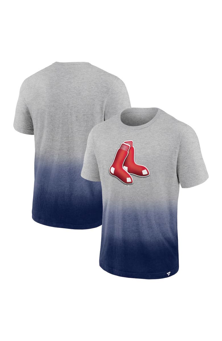 FANATICS Men's Fanatics Branded Heathered Gray/Heathered Navy Boston Red Sox Iconic Team Ombre Dip-Dye T-Shirt, Main, color, 