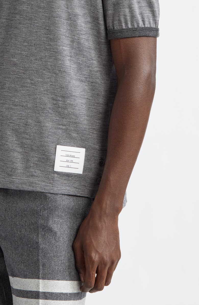 Thom Browne Ringer Stretch Wool T-Shirt, Alternate, color, Medium Grey