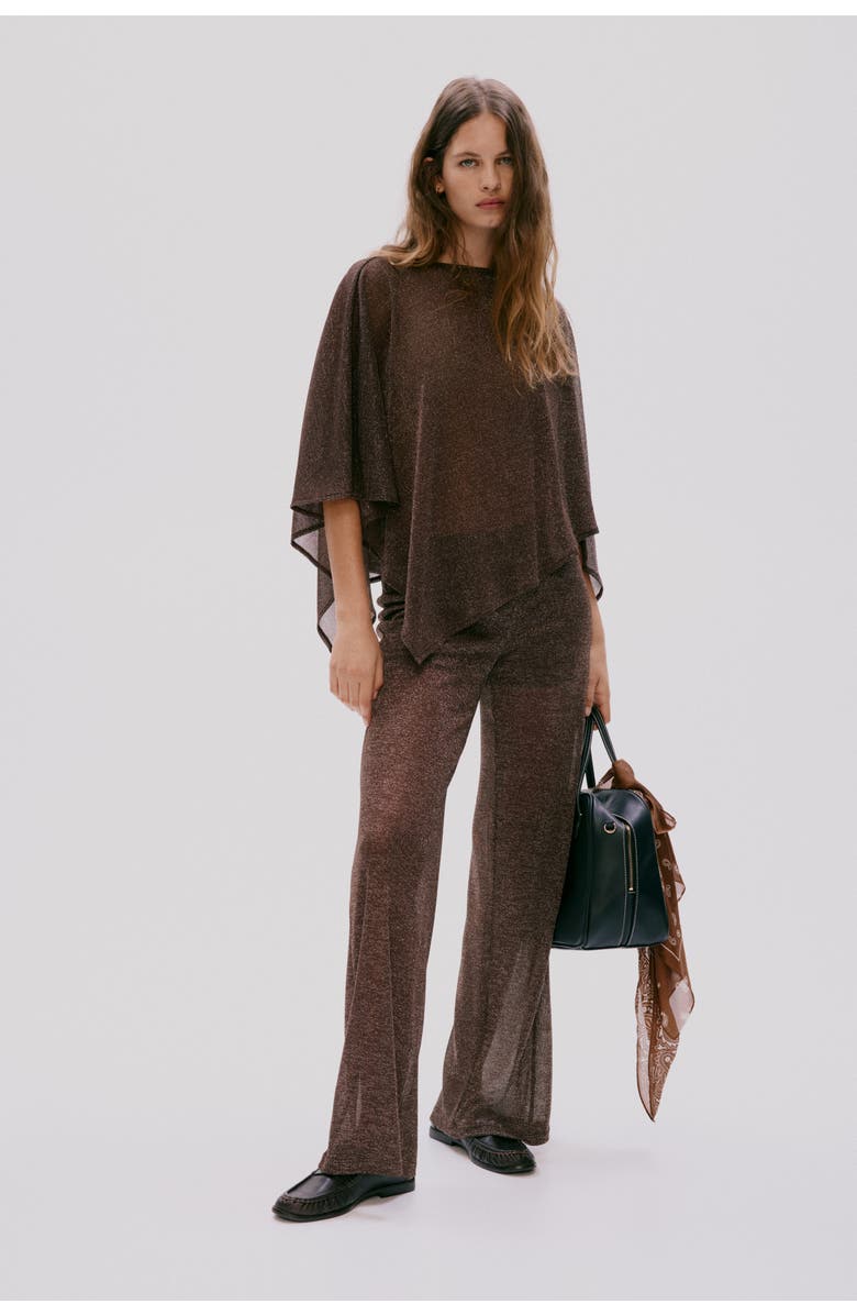 H&M Glittery Trousers, Alternate, color, Dark Brown