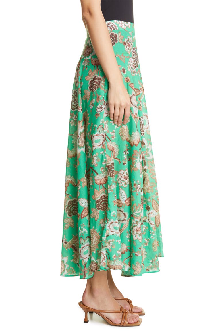 Aquinnah Floral Print Cotton Skirt, Alternate, color, JACOBEAN MINT