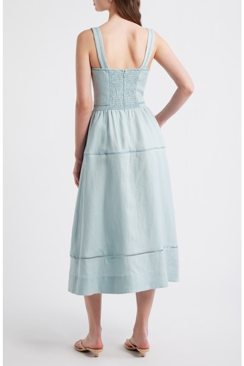 Everett Linen Midi Sundress, Alternate, color, AQUAMARINE