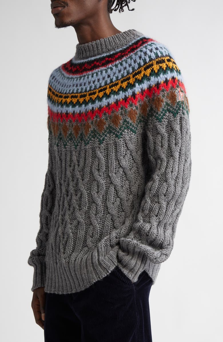 Moncler Grenoble Fair Isle Virgin Wool Sweater, Alternate, color,
