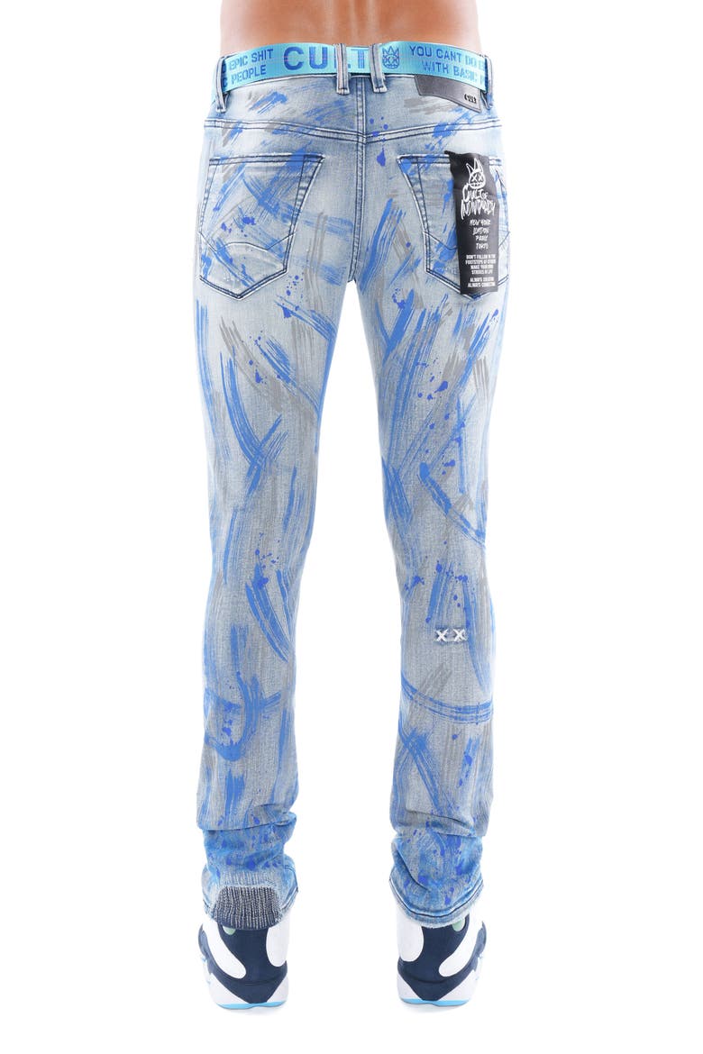 Punk Belted Distressed Super Skinny Jeans, Alternate, color, SCRATCH