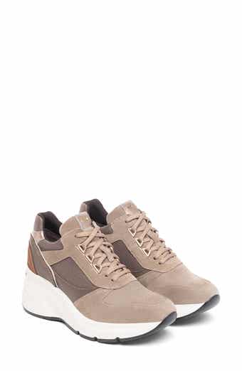 Mixed Media Platform Wedge Sneaker